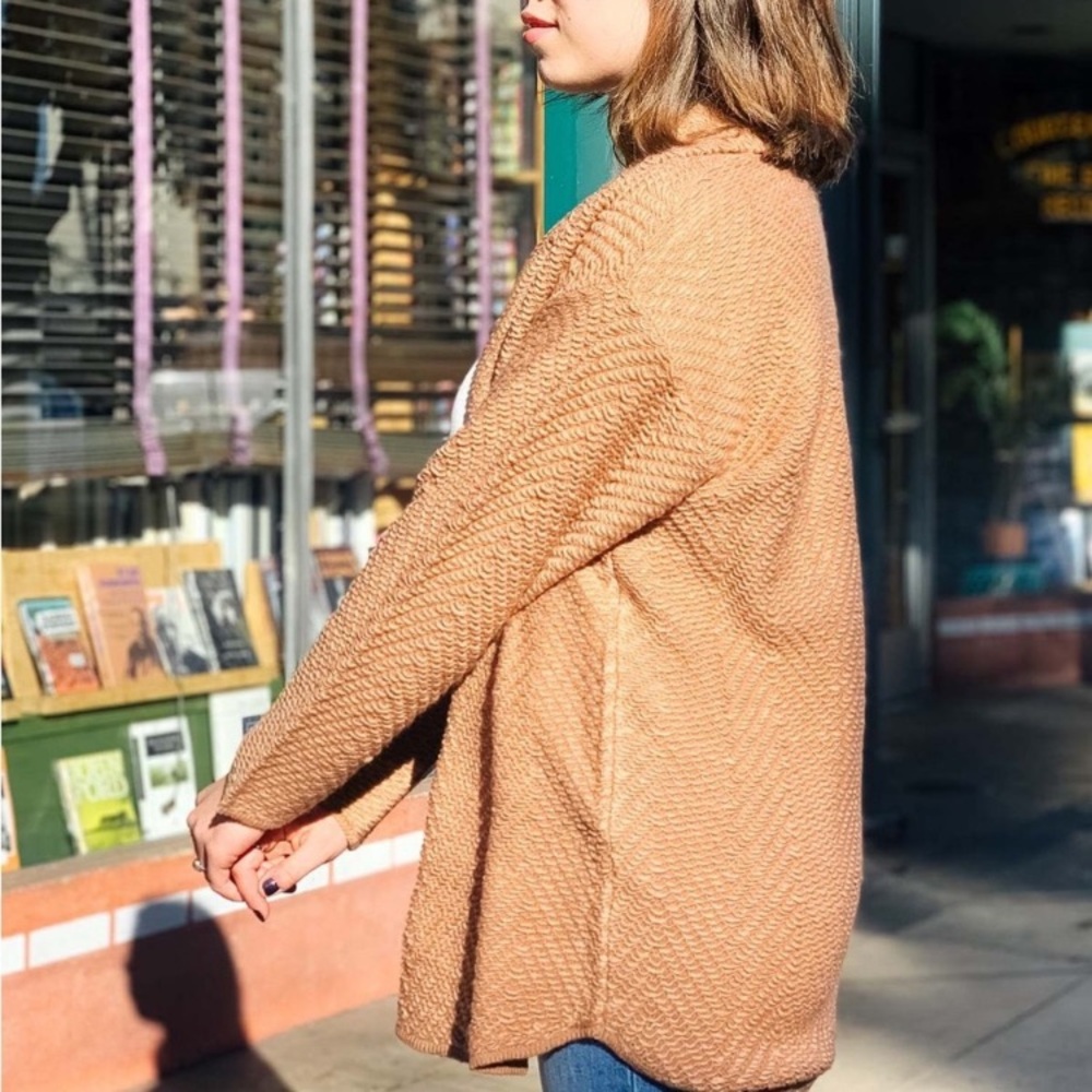 Z Supply Molly Boucle Open Front Long Sweater Size Small New Tan Brown - Picture 4 of 11